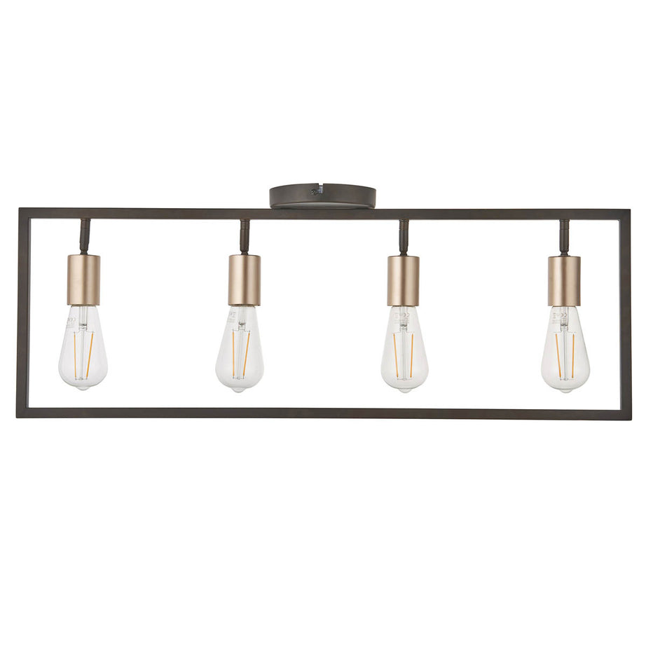 Ceiling Light 4 Lamp LED Bar Brushed Matt Steel Bronze Effect Dimmable Modern - Image 4