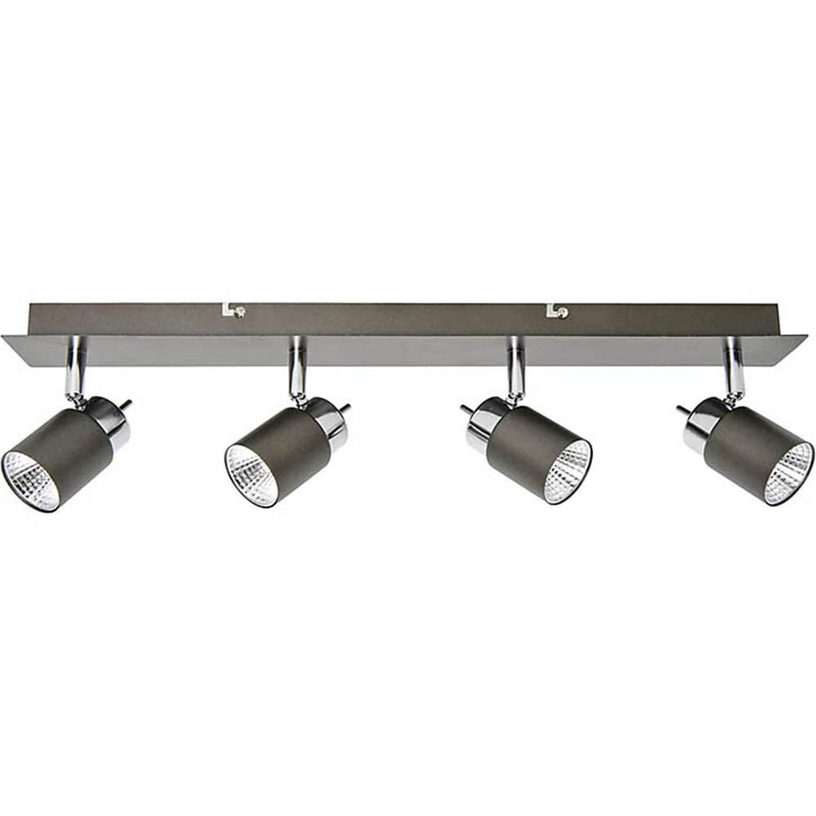 LED Ceiling Spotlight Bar Kitchen 4 Way Adjustable Satin Grey Chrome Warm White - Image 2