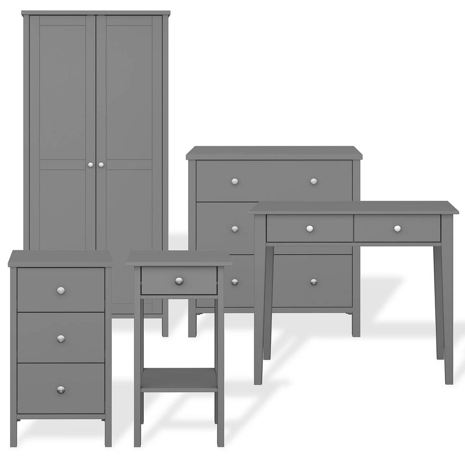 Valenca Bedside Table 1 Drawer Grey MDF Satin Classic (H)700 (W)400 (D)354mm - Image 5
