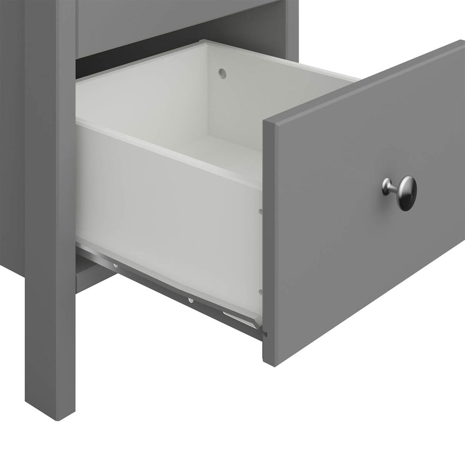 Valenca Bedside Table Cabinet 3 Drawer Satin Grey MDF (H)699 (W)400 (D)382.4mm - Image 3