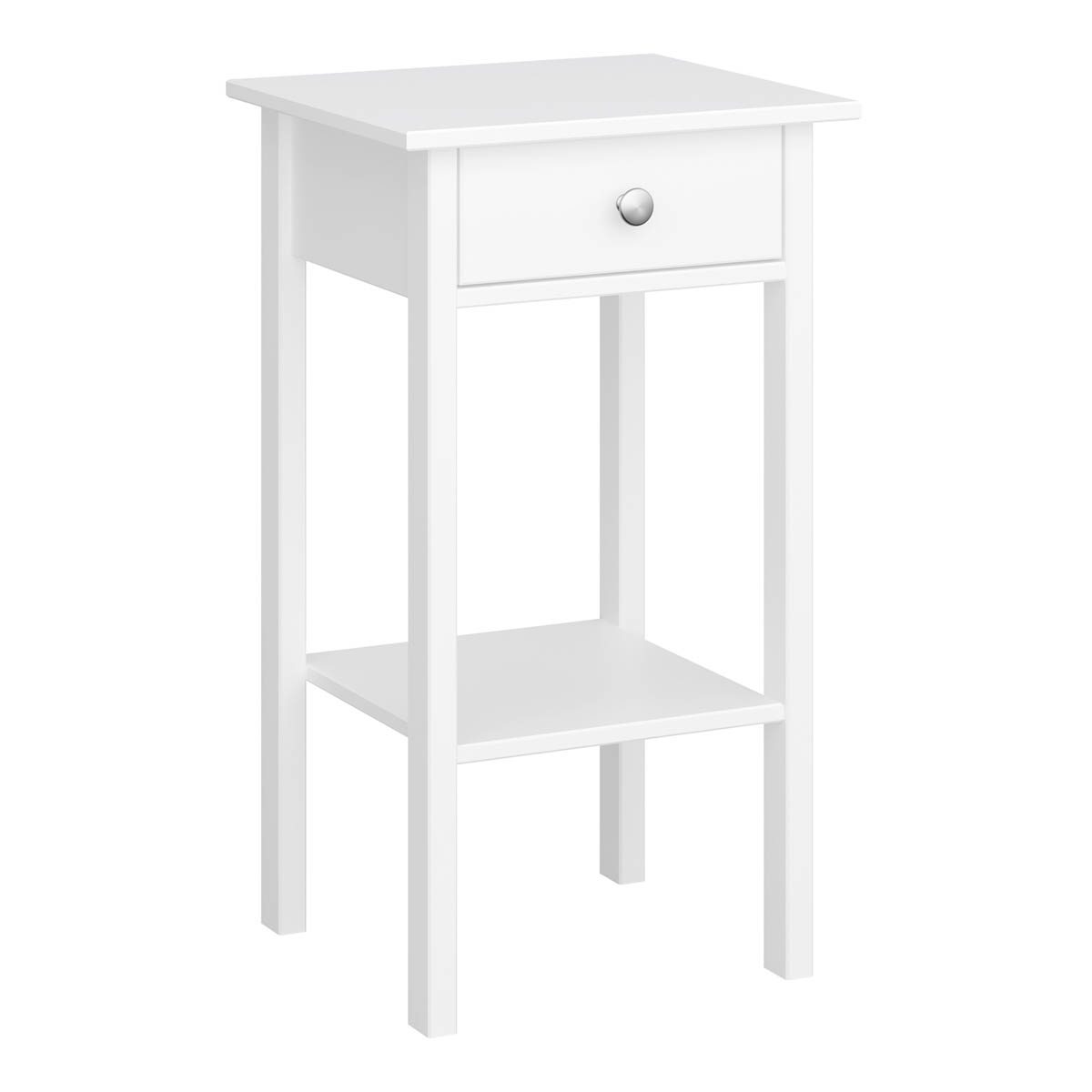 Bedside Table Cabinet 1 Drawer Satin White Scandinavian (H)700mm (W)400mm - Image 3