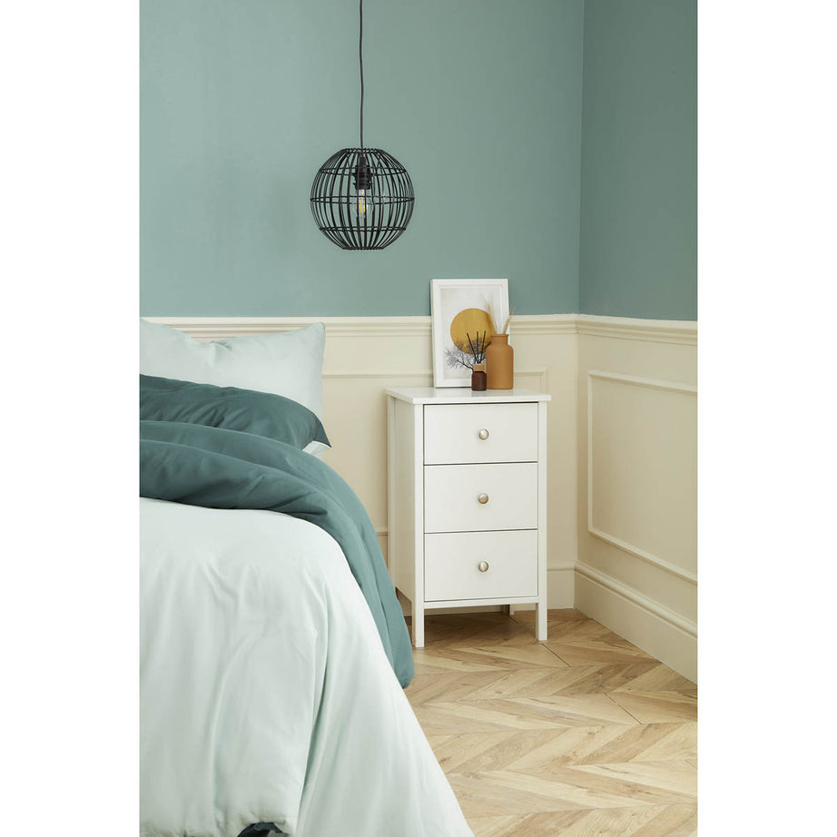 Valenca Bedside Table Chest White 3 Drawer Satin MDF (H)699 (W)400 (D)382.4mm - Image 4