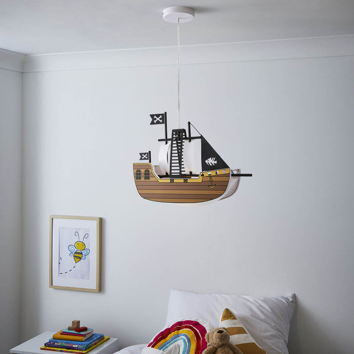 Glow Hikari Pirate ship Matt Brown LED Light pendant, (Dia)422mm - Image 3