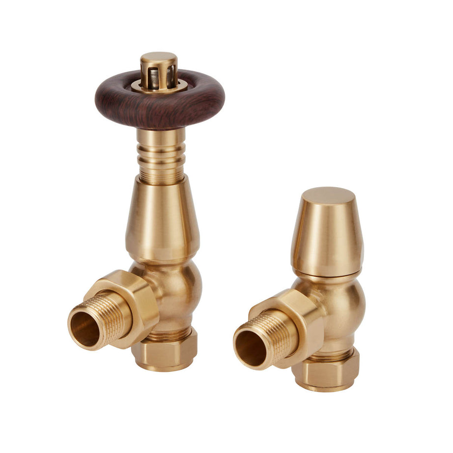 Radiator Valve Lockshield Angled Polished Gold Frost Protected (Dia)15mm x ½" - Image 1