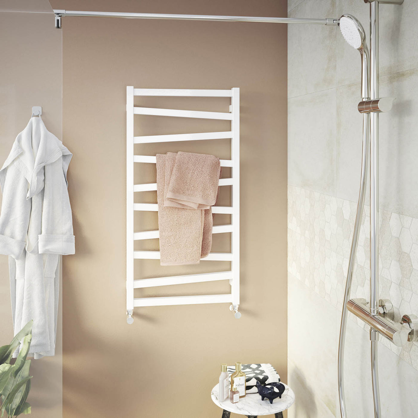 Towel Rail Radiator White Vertical Flat Bathroom Warmer Ladder Modern 97x50cm - Image 2