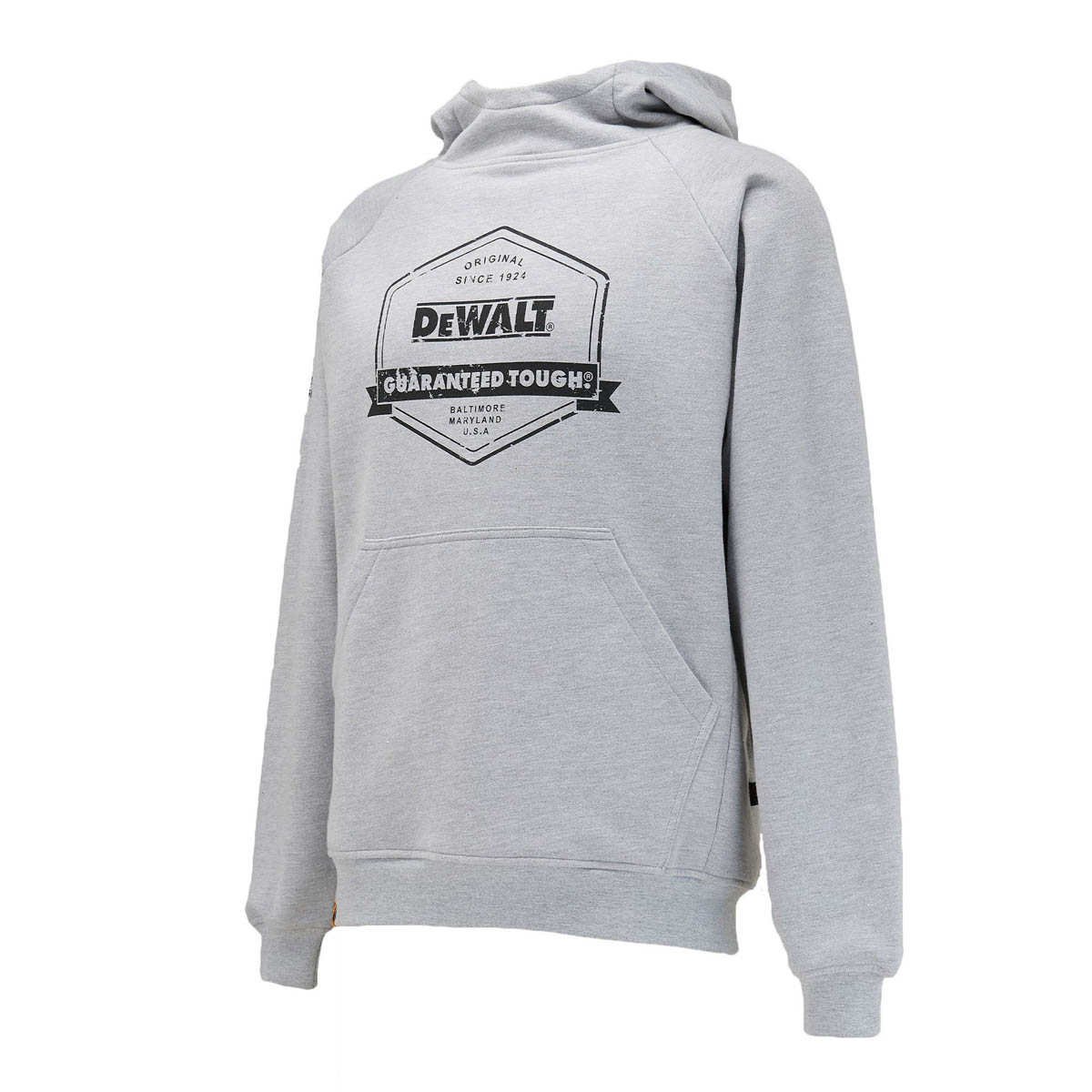 DeWalt Work Hoodie Mens Regular Fit Grey Pullover Jumper Kangaroo Pocket Medium - Image 3