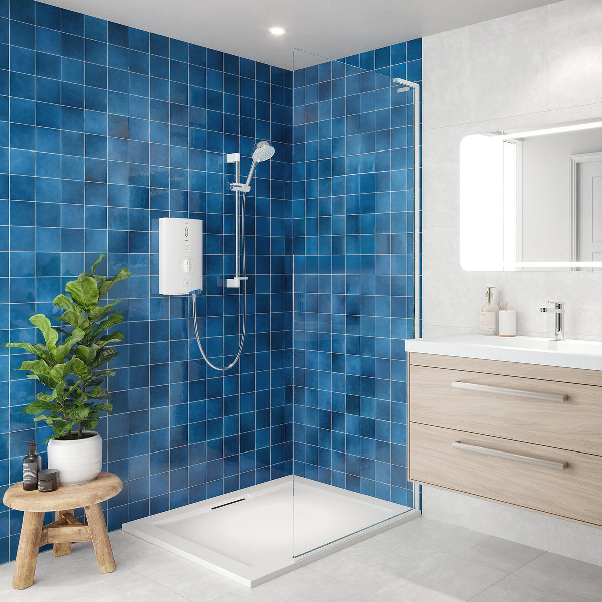 Mira Electric Shower 9kW Gloss White 4 Spray Pattern Round Head Modern Bathroom - Image 2