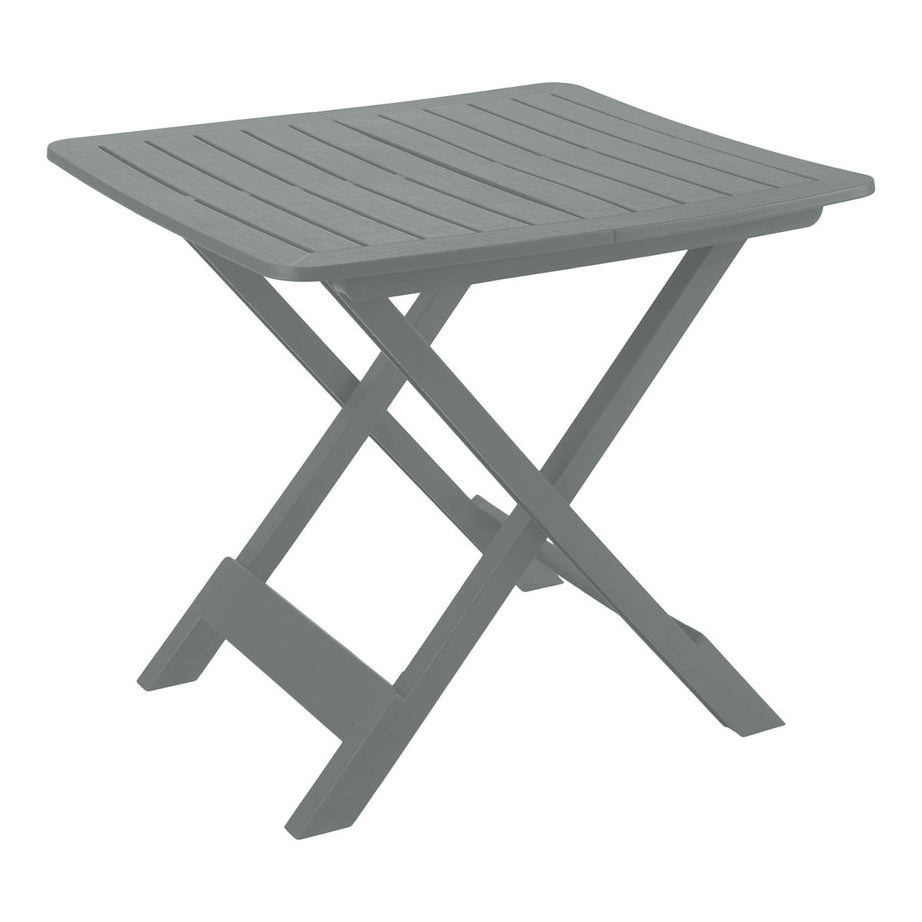 Garden Dining Bistro Set Foldable Table 2 Chairs Grey Plastic Compact Balcony - Image 3