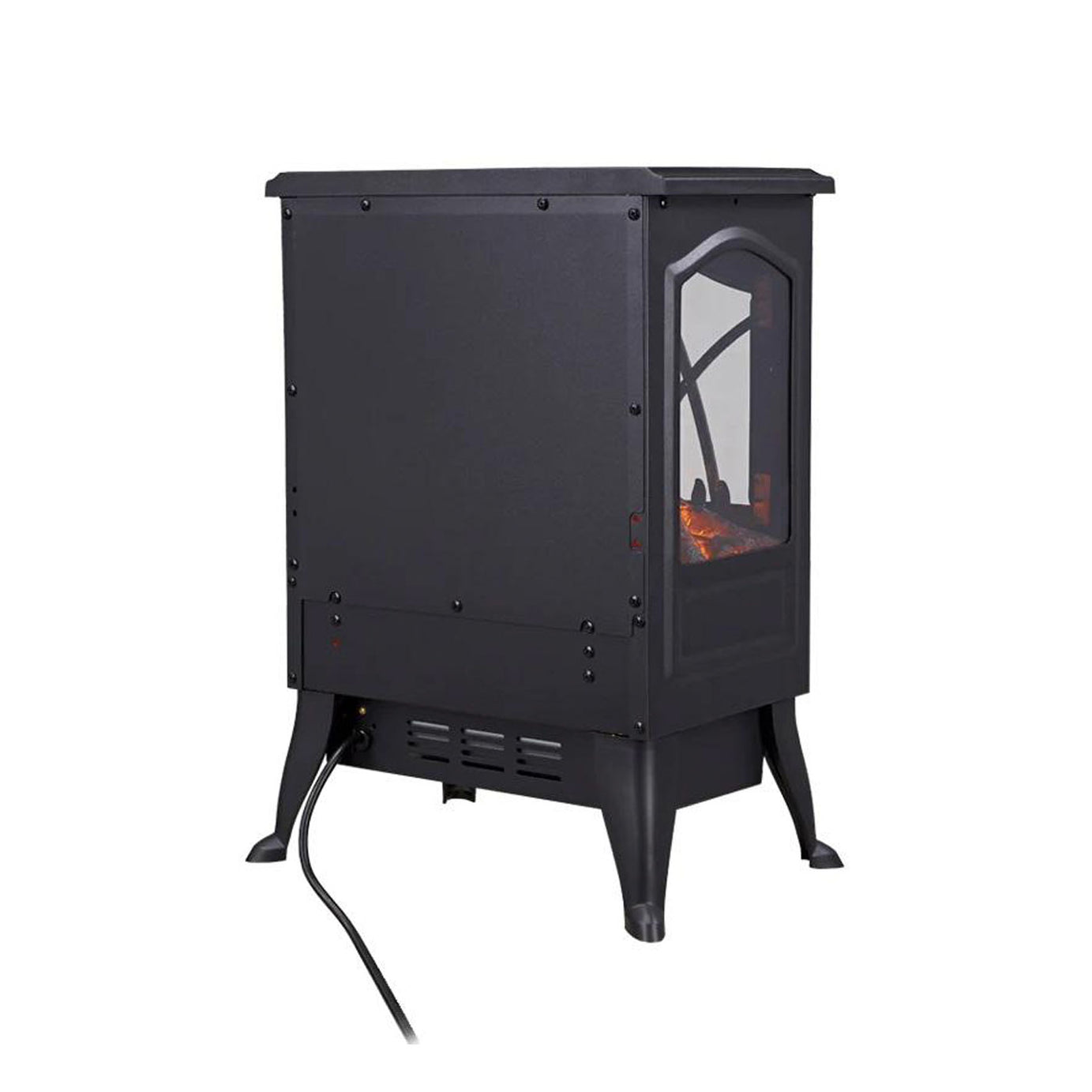 Electric Stove Heater Fireplace Freestanding Black Log Flame Effect 1800W - Image 2