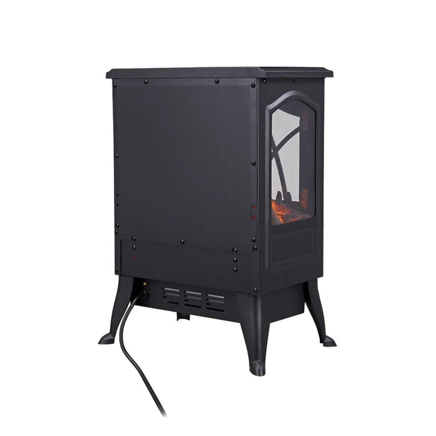 Electric Stove Heater Fireplace Freestanding Black Log Flame Effect 1800W - Image 2