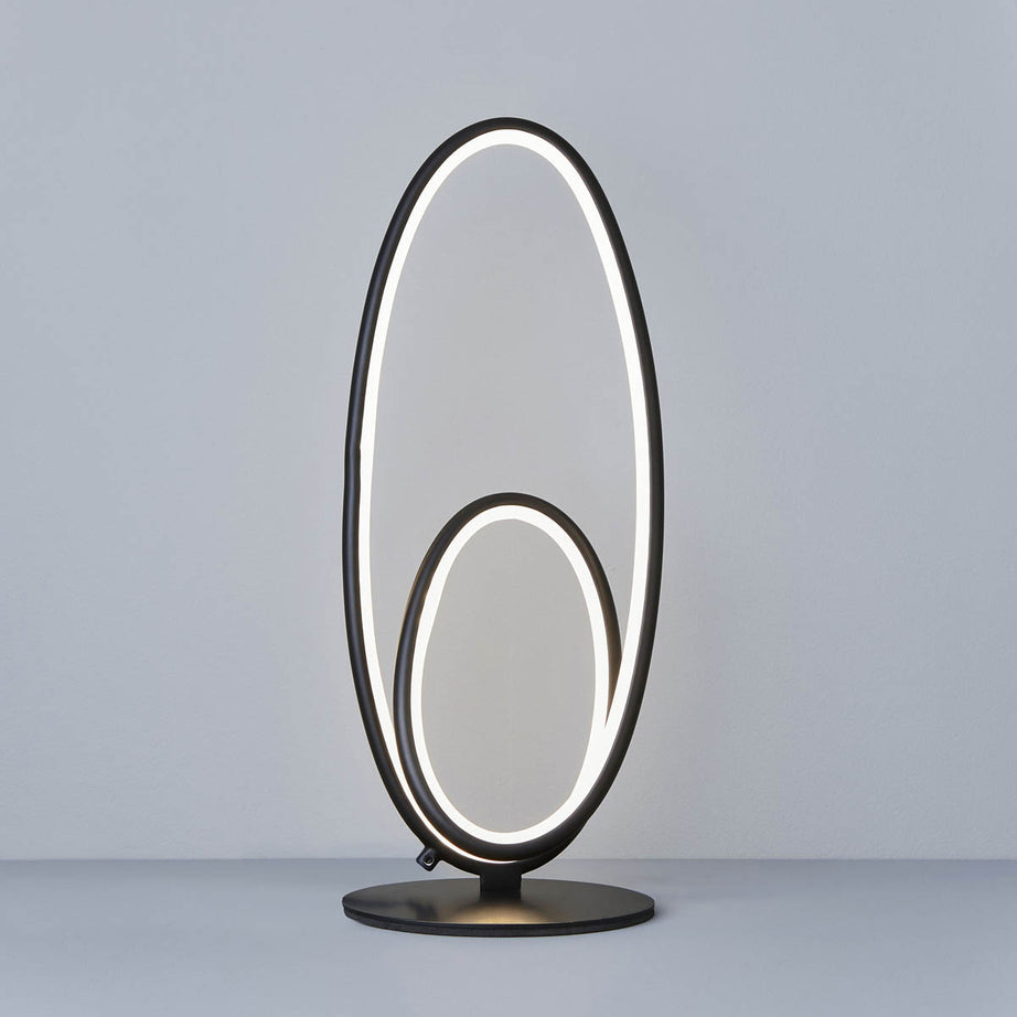 Table Lamp Integrated LED Warm White Oval Spiral Polished Metal Matt Black - Image 1