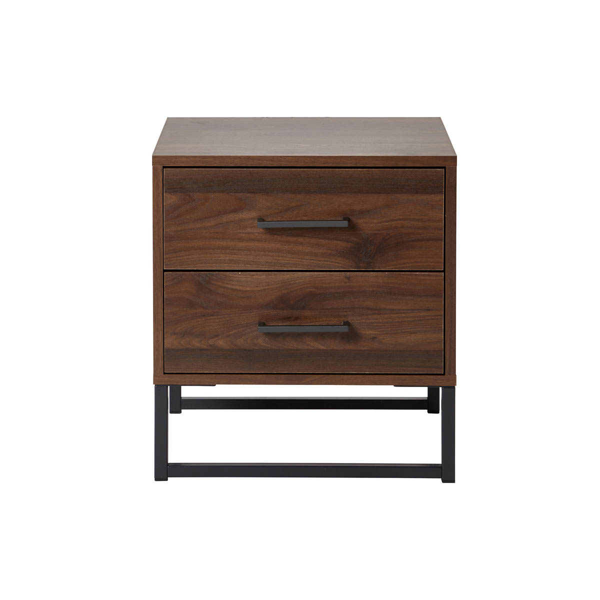Zorras Bedside Table 2 Drawer Deep Walnut Effect Industrial (H)500(W)460(D)400mm - Image 3
