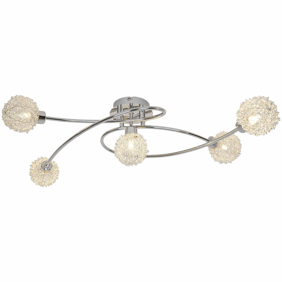 Ceiling Light 5 Lamp LED Chrome Twisted Crystal Decoration Glass Metal Modern - Image 4