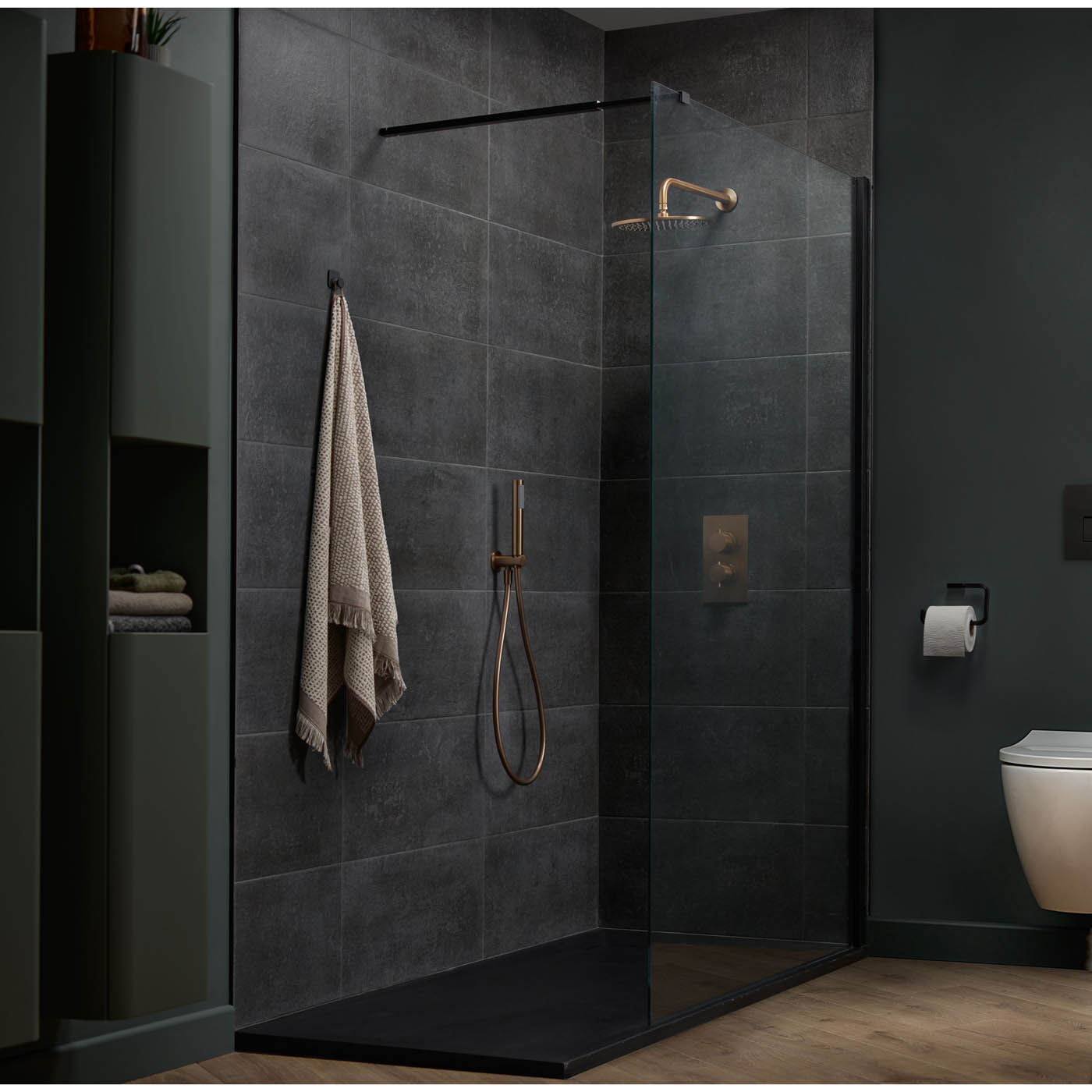 Aquadry Oria Brushed Bronze effect Wall outlet & holder - Image 2