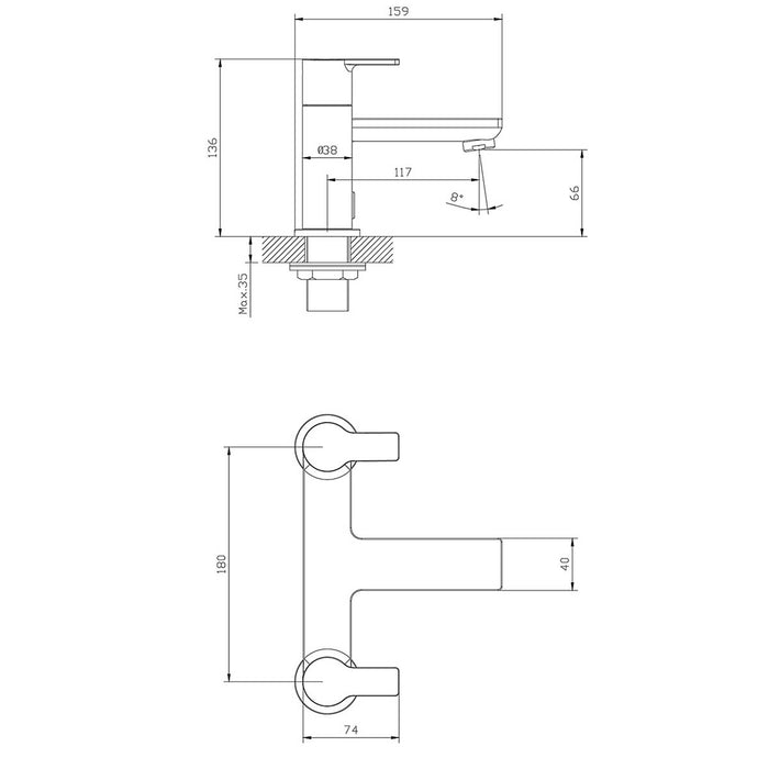 Bath Filler Tap Mixer Satin Brass Effect Lever Bathroom Deck Contemporary - Image 4