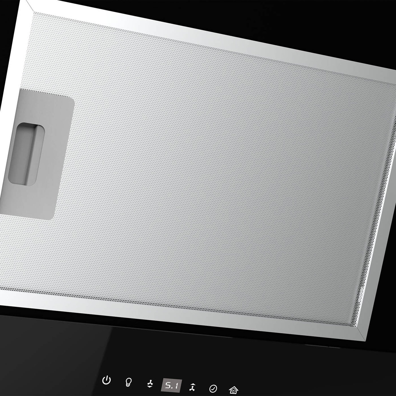 Angled Cooker Hood Smart Black Steel Glass GHAG90ASBL Touch Control (W)89.8cm - Image 6