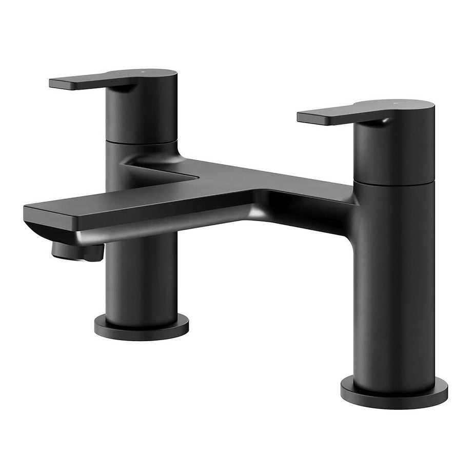 Bath Filler Tap Mixer Matt Black Brass Deck Mounted Bathroom Contemporary - Image 1