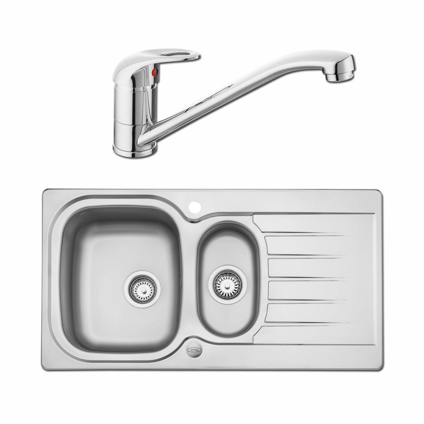Leisure Eaton Stainless steel 1.5 Bowl Sink, tap & waste kit - Image 1