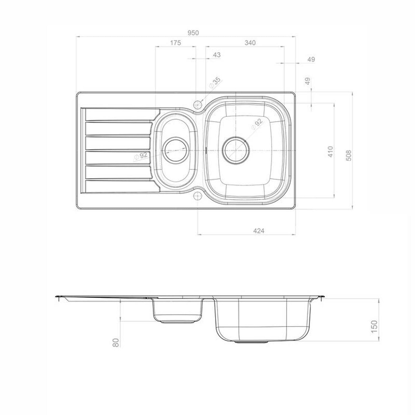 Leisure Eaton Stainless steel 1.5 Bowl Sink, tap & waste kit - Image 3