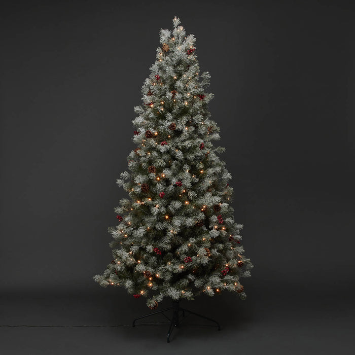 Artificial Christmas Tree 7.5ft Pre-lit Warm White LED Berry Pine Flocked Effect - Image 2