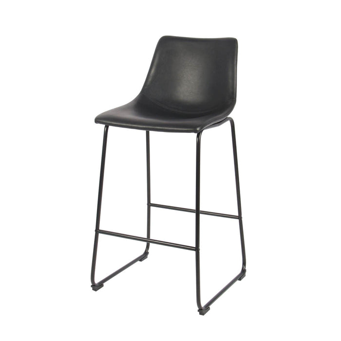 GoodHome Bar Stool Black Padded Footrest Kitchen Breakfast Chair Steel Base - Image 1