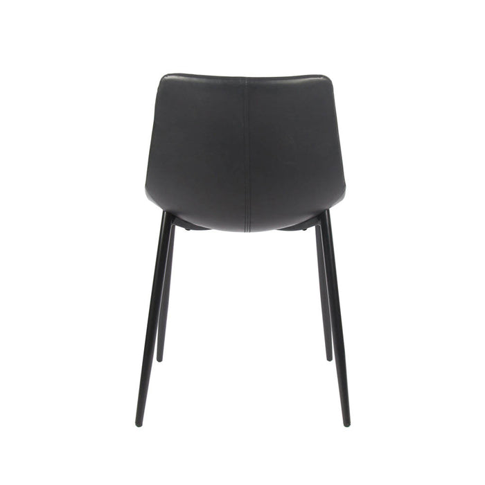 Dining Chair Black Pack Of 2 Leather Effect Modern Living Room (H)765mm (W)470mm - Image 3