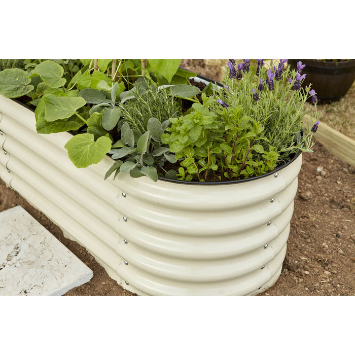 Garden Raised Bed Kit Metal Cream Outdoor Planter Vegetable Fruit 124x60cm - Image 3