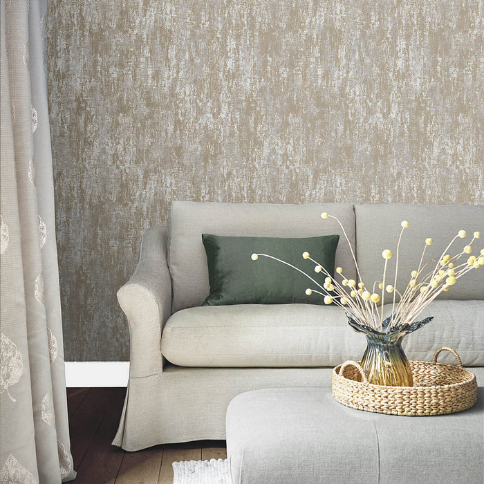 Laura Ashley Wallpaper Champagne Metallic Effect Industrial Smooth Contemporary - Image 4