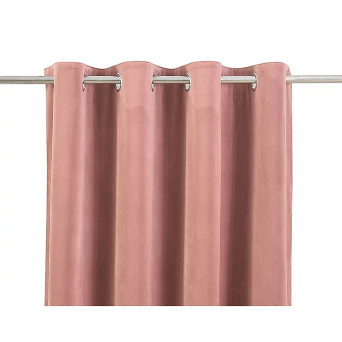 Eyelet Curtain Pink Plain Ready Made Ring Top Velvet Effect Living Bedroom Pair - Image 4