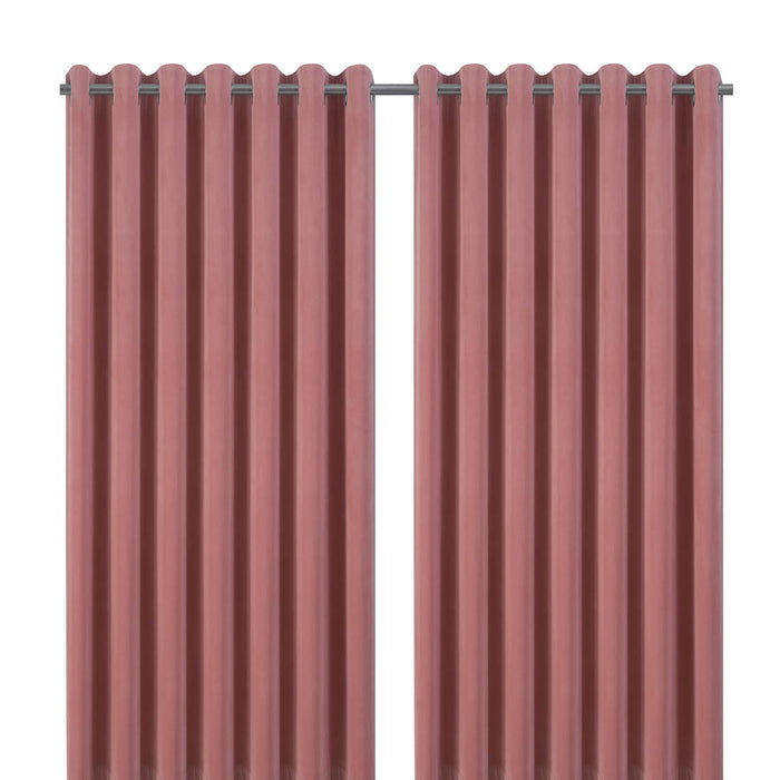 Valgreta Pink Velvet Lined Eyelet Curtain (W)228cm (L)228cm Pair - Image 1