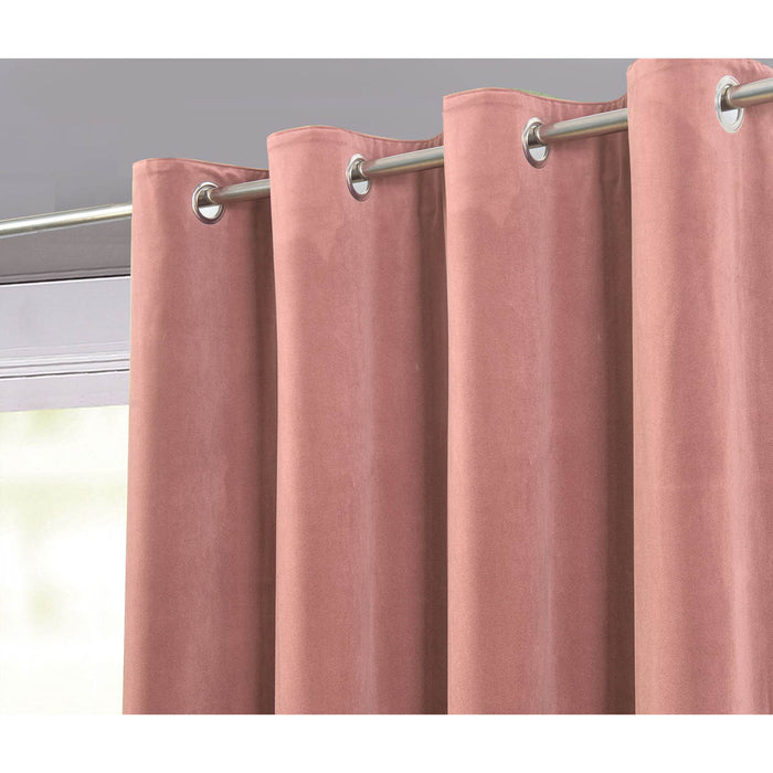 Valgreta Pink Velvet Lined Eyelet Curtain (W)228cm (L)228cm Pair - Image 4