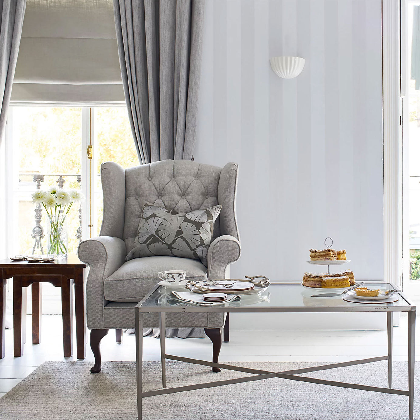 Laura Ashley Lille Silver effect Stripe Smooth Wallpaper - Image 4