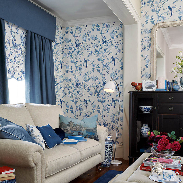 Laura Ashley Wallpaper Summer Palace Royal Blue Floral Smooth Washable 5.2m² - Image 3