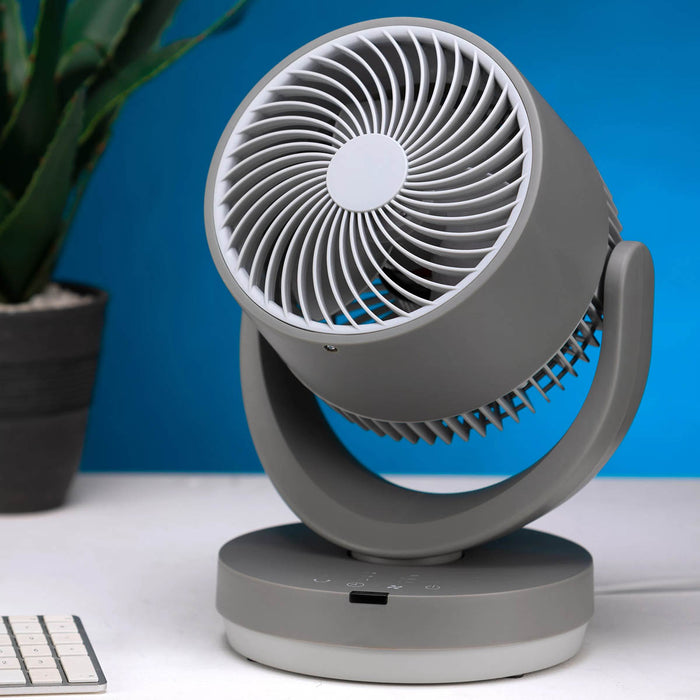 Desk Fan Portable Mini Compact Grey 8" Quiet Remote Controlled Oscillating - Image 2