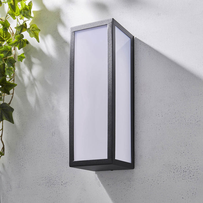 LED Outdoor Wall Light Matt Black Rectangle Weatherproof 600lm (Dia)12cm - Image 3