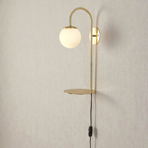 Dasha Gloss Brass effect Plug-in Wall light - Image 1