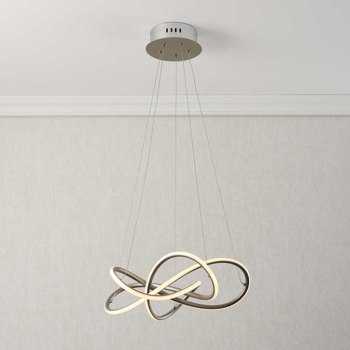 LED Ceiling Light Pendant Spiral Hanging Matt Silver Effect Adjustable Drop - Image 2