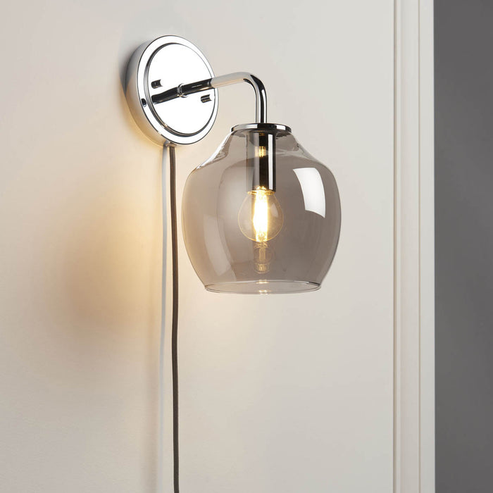 Vara Gloss Grey Silver effect Plug-in Wall light - Image 1