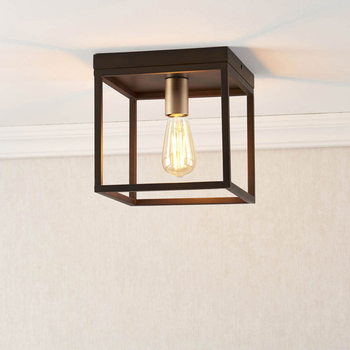 York Box Matt Steel Bronze effect Ceiling light - Image 1