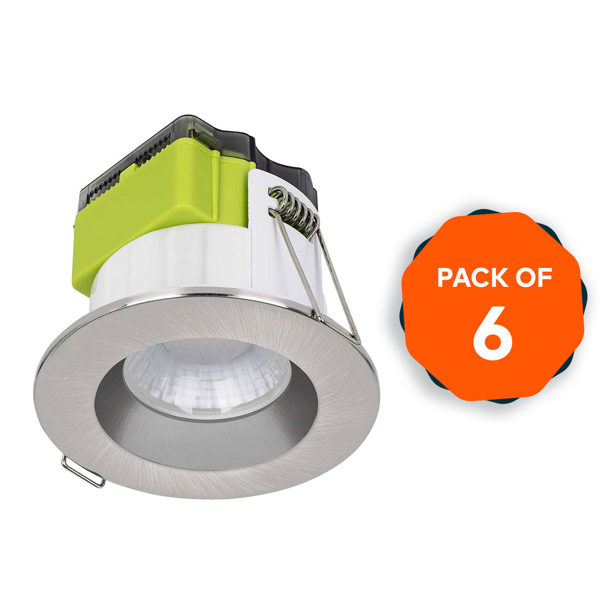 LED Downlight Recessed Warm White 620lm Dimmable Brushed Steel Indoor Pack Of 6 - Image 1