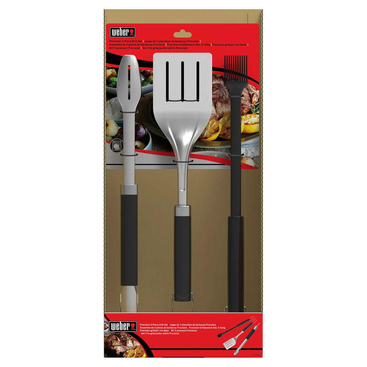 Weber Barbecue Tool Set Grill Tong Spatula Basting Brush Accessories 3 Piece - Image 1