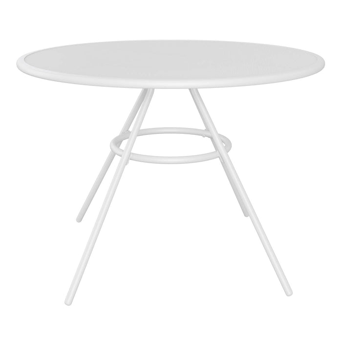 Garden Furniture Dining Table Kilifi White 4 Seater Steel Round Outdoor Patio - Image 1