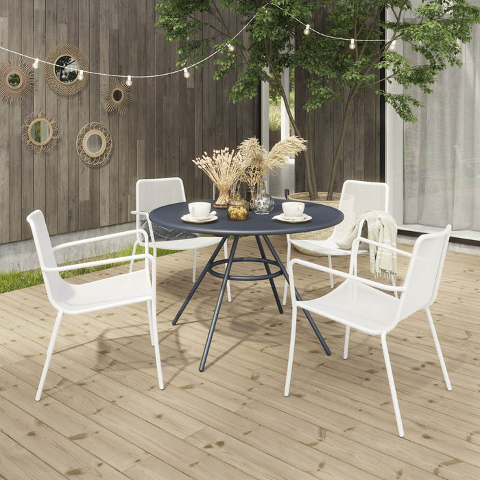 Garden Furniture Dining Table Kilifi White 4 Seater Steel Round Outdoor Patio - Image 3