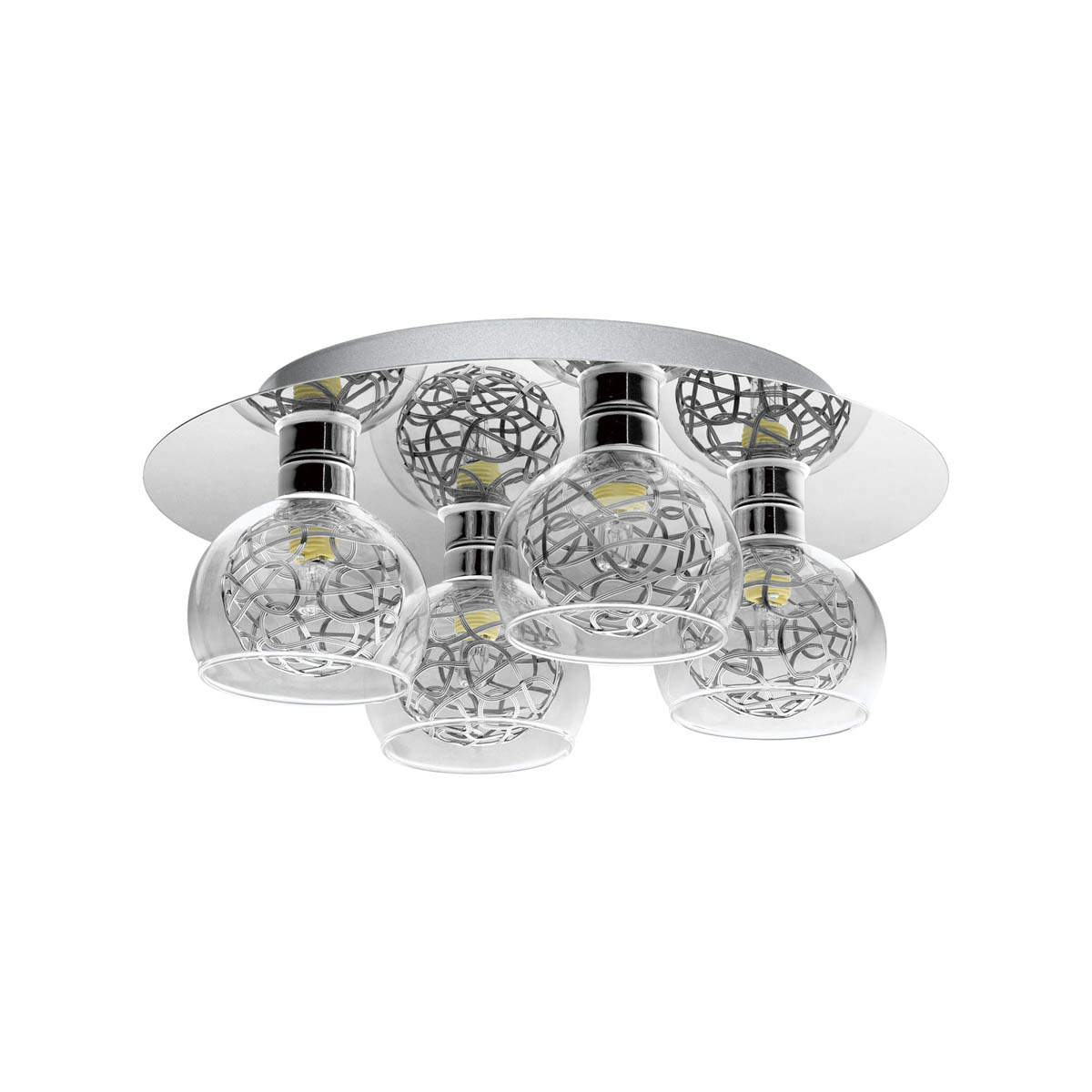 Ceiling Light 4 Lamp Spiral Glass Metal Chrome Effect Round Contemporary - Image 2