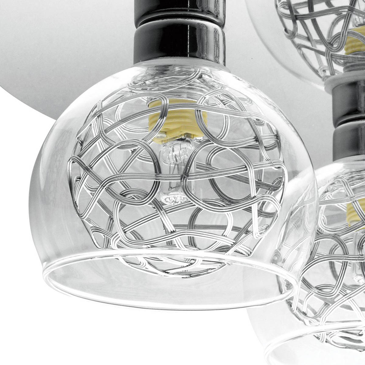 Ceiling Light 4 Lamp Spiral Glass Metal Chrome Effect Round Contemporary - Image 5