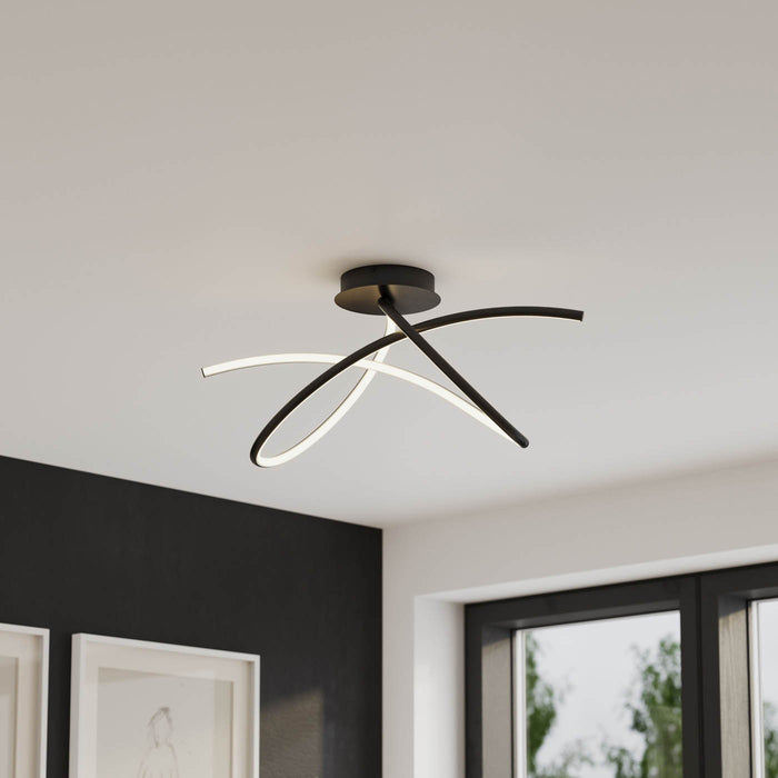 LED Ceiling Light Matt Black Warm White Modern Living Dining Room Kitchen - Image 2