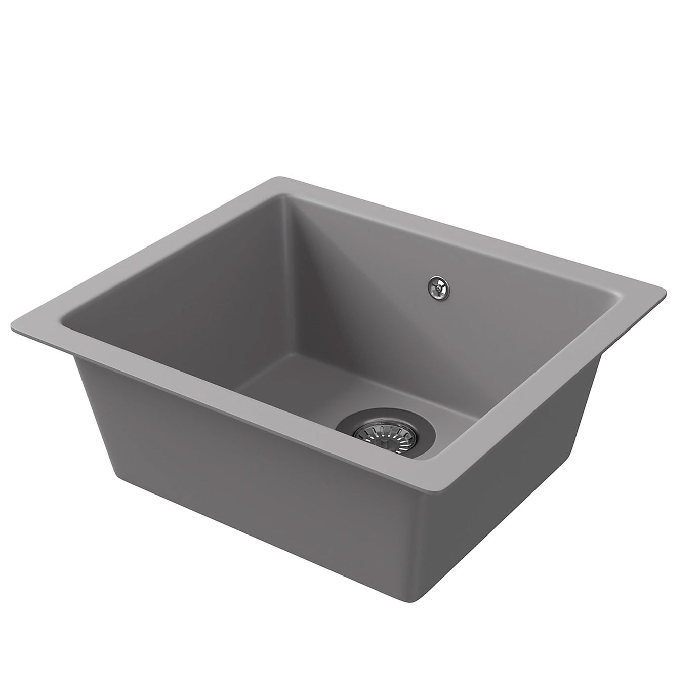 GoodHome Borage Kitchen Sink 1 Bowl Grey Resin 440x500mm Inset - Image 1
