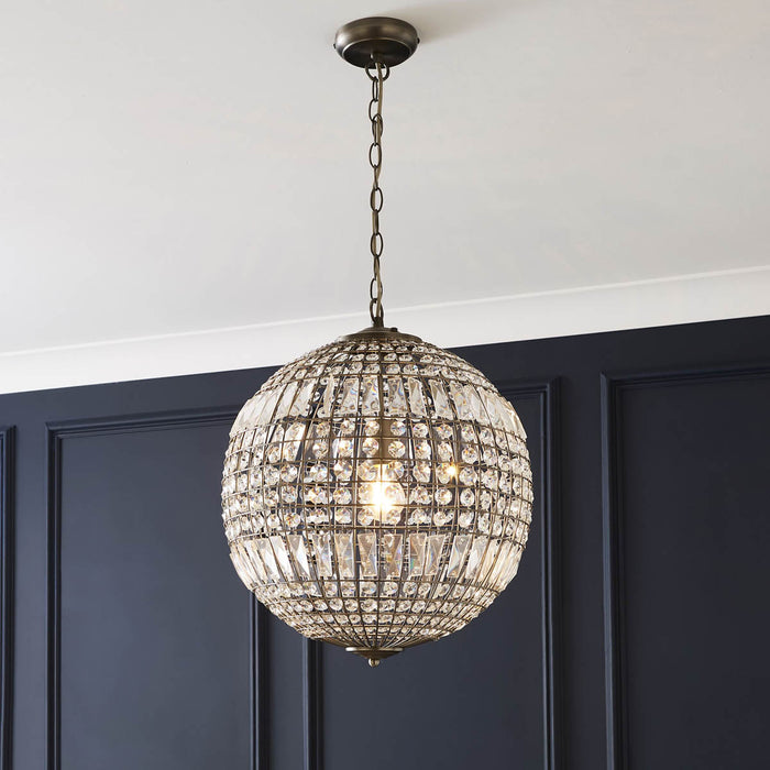 Pendant Ceiling Light Chandelier Crystal Ball Adjustable Height 10W (Dia)440mm - Image 1