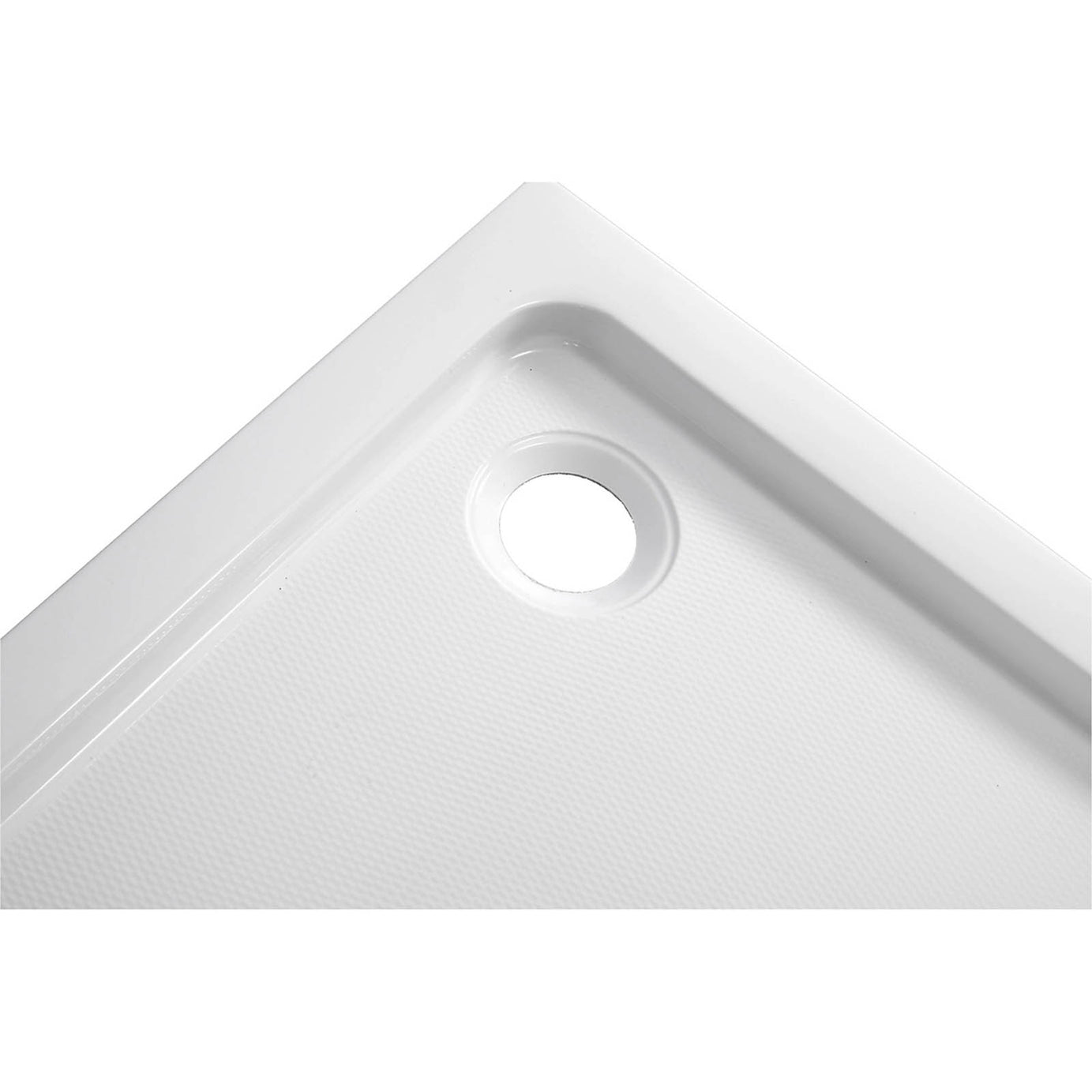 Shower Tray Gloss White Square Corner Drain 150mm Anti Slip Bathroom Modern - Image 6