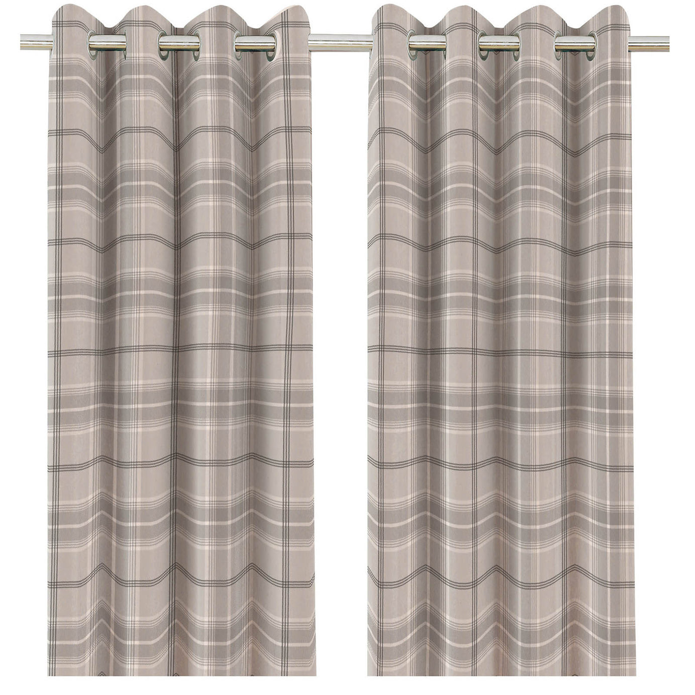 Eyelet Curtain Beige Lined Ready Made Ring Top Living Bedroom Pair 167x228cm - Image 2